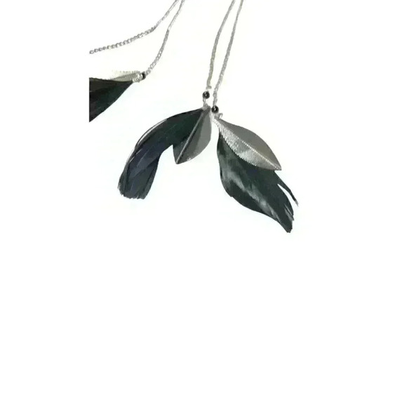 Long Feather Earrings with Ear Wire 8,5 inch drop - Picture 2 of 4